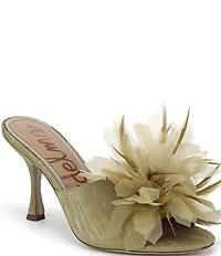 Sam Edelman Jace Textured Silk Flower Ornamented Dress Slide Sandals
