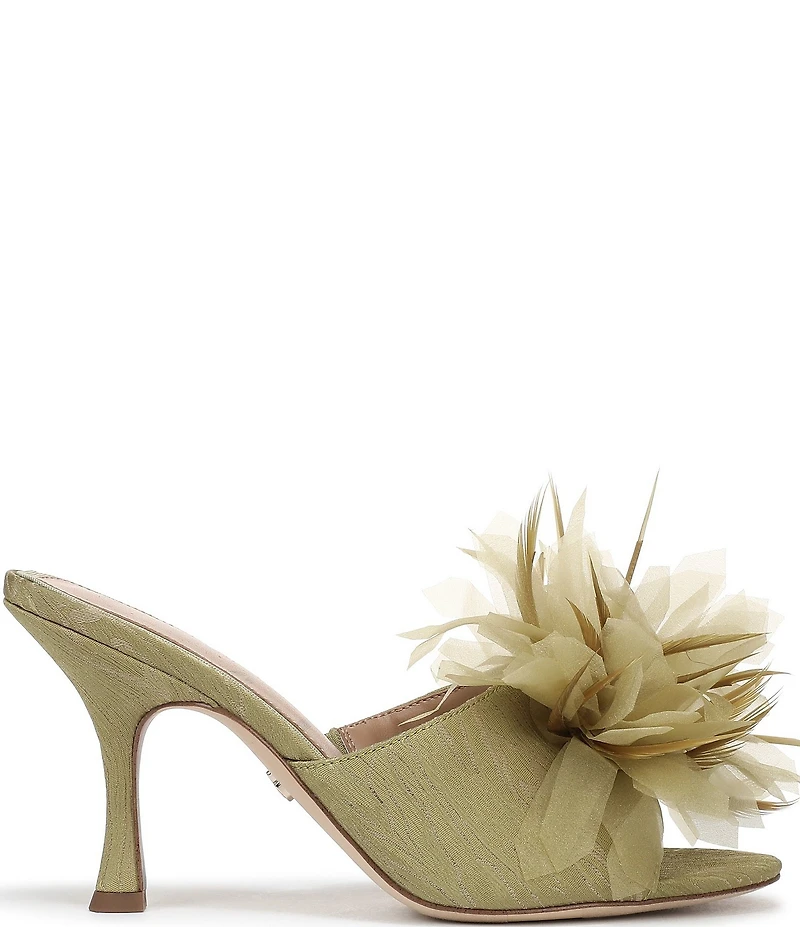 Sam Edelman Jace Textured Silk Flower Ornamented Dress Slide Sandals