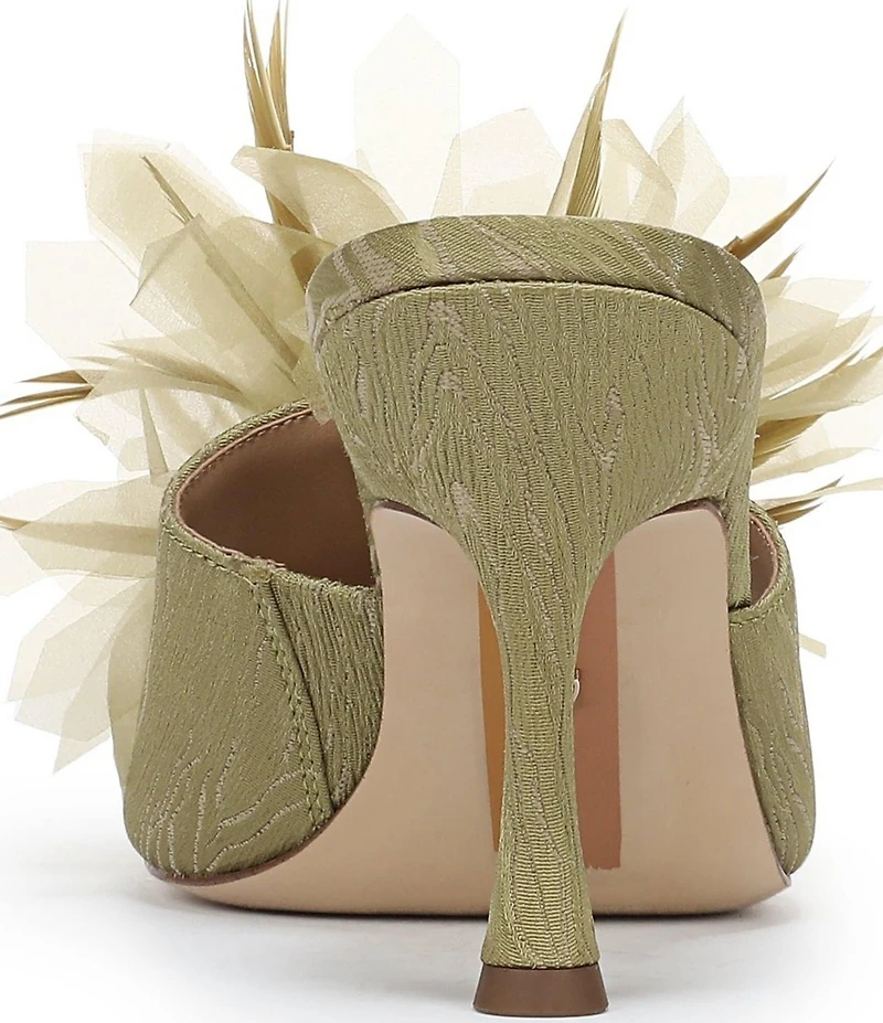 Sam Edelman Jace Textured Silk Flower Ornamented Dress Slide Sandals