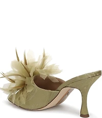 Sam Edelman Jace Textured Silk Flower Ornamented Dress Slide Sandals