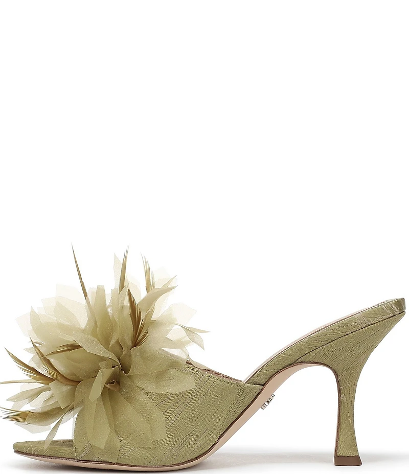 Sam Edelman Jace Textured Silk Flower Ornamented Dress Slide Sandals
