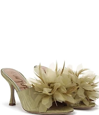 Sam Edelman Jace Textured Silk Flower Ornamented Dress Slide Sandals