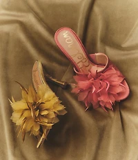 Sam Edelman Jace Textured Silk Flower Ornamented Dress Slide Sandals