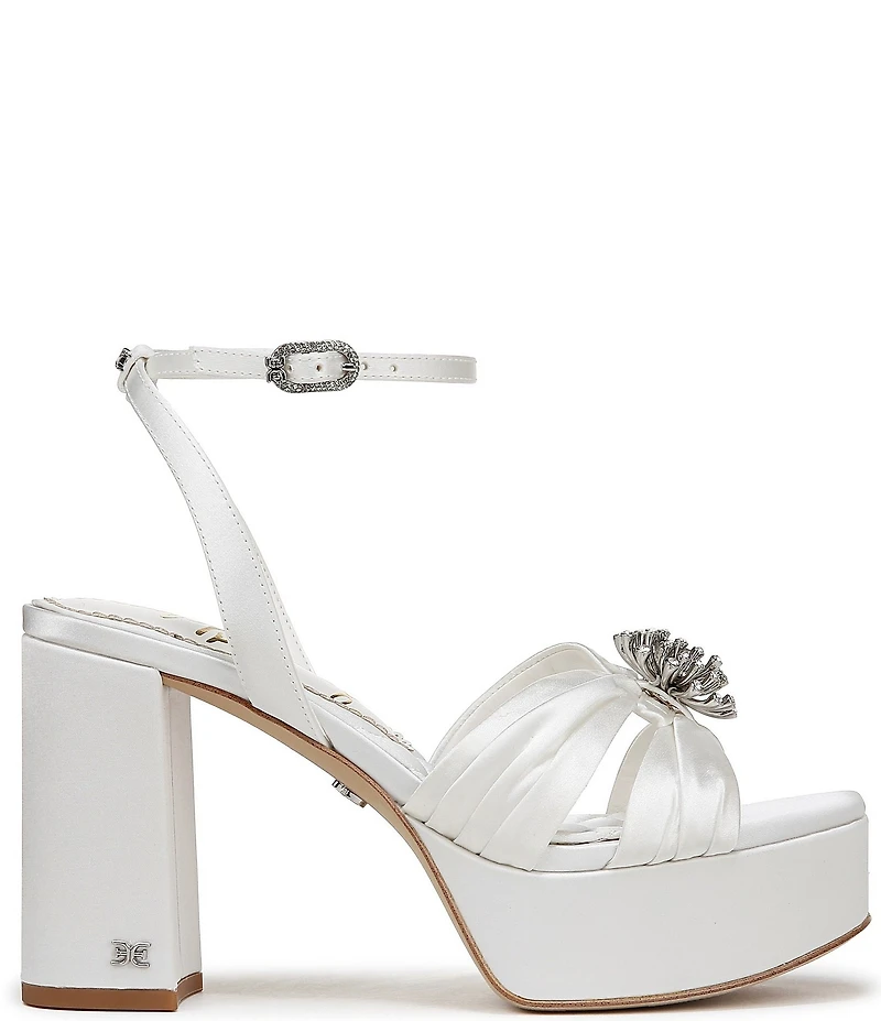 Sam Edelman Janelle Satin Ornamented Ankle Strap Platform Dress Sandals