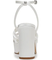 Sam Edelman Janelle Satin Ornamented Ankle Strap Platform Dress Sandals