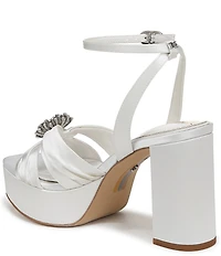 Sam Edelman Janelle Satin Ornamented Ankle Strap Platform Dress Sandals