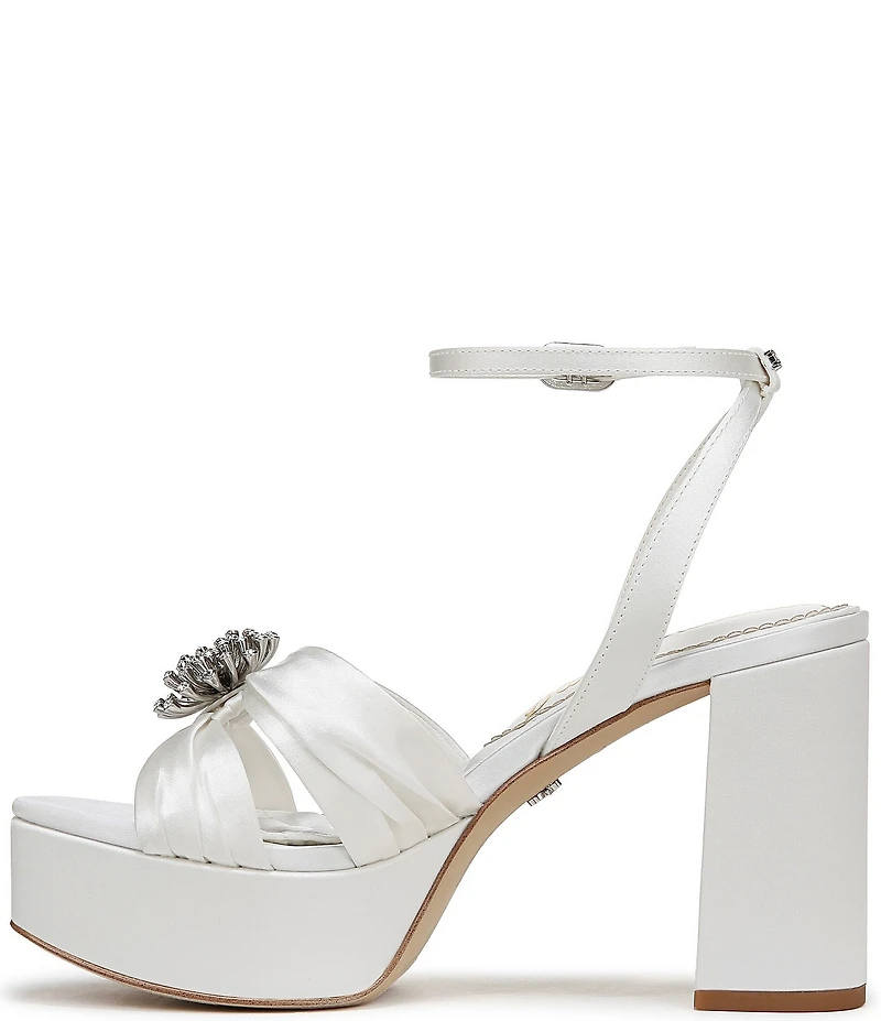 Sam Edelman Janelle Satin Ornamented Ankle Strap Platform Dress Sandals