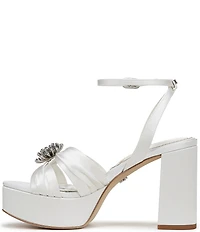 Sam Edelman Janelle Satin Ornamented Ankle Strap Platform Dress Sandals