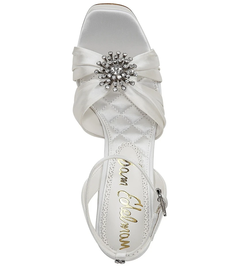 Sam Edelman Janelle Satin Ornamented Ankle Strap Platform Dress Sandals