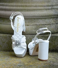 Sam Edelman Janelle Satin Ornamented Ankle Strap Platform Dress Sandals