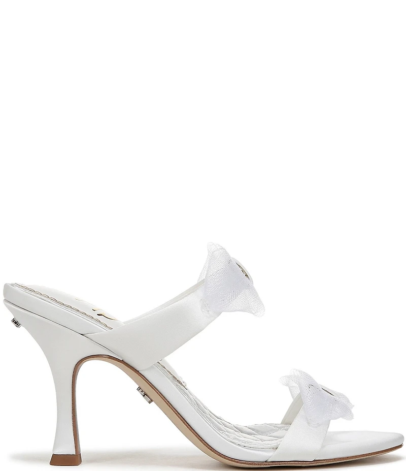 Sam Edelman Jasmine Satin Mesh Bow Detail Double Banded Dress Slide Sandals