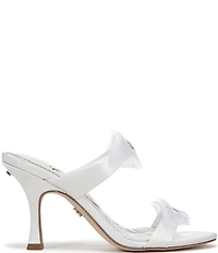 Sam Edelman Jasmine Satin Mesh Bow Detail Double Banded Dress Slide Sandals