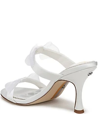 Sam Edelman Jasmine Satin Mesh Bow Detail Double Banded Dress Slide Sandals