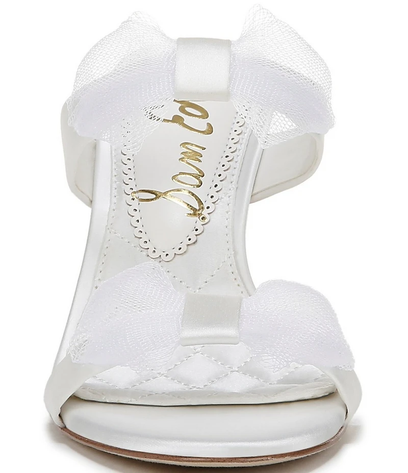 Sam Edelman Jasmine Satin Mesh Bow Detail Double Banded Dress Slide Sandals