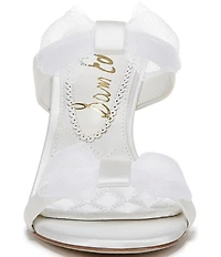 Sam Edelman Jasmine Satin Mesh Bow Detail Double Banded Dress Slide Sandals