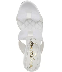 Sam Edelman Jasmine Satin Mesh Bow Detail Double Banded Dress Slide Sandals