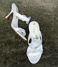 Sam Edelman Jasmine Satin Mesh Bow Detail Double Banded Dress Slide Sandals