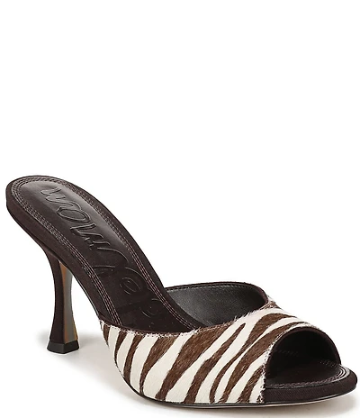 Sam Edelman Jeanie Zebra Print Calf Hair Dress Slide Sandals
