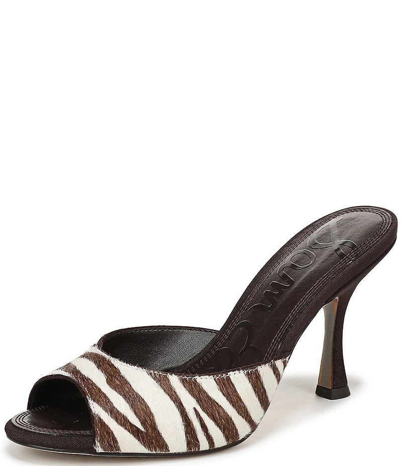 Sam Edelman Jeanie Zebra Print Calf Hair Dress Slide Sandals