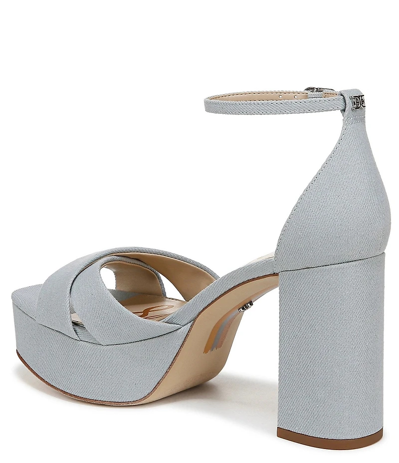 Sam Edelman Jullian Denim Fabric Ankle Strap Platform Dress Sandals