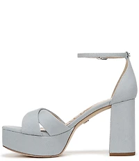 Sam Edelman Jullian Denim Fabric Ankle Strap Platform Dress Sandals