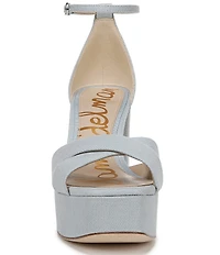 Sam Edelman Jullian Denim Fabric Ankle Strap Platform Dress Sandals