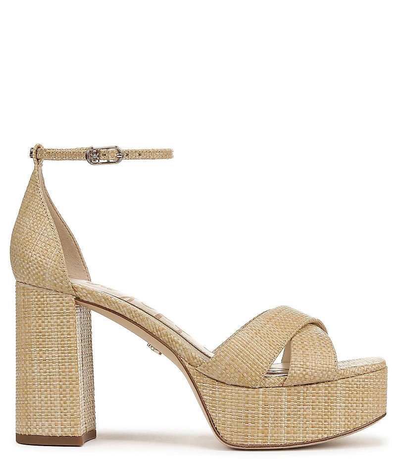 Sam Edelman Jullian Raffia Ankle Strap Platform Dress Sandals