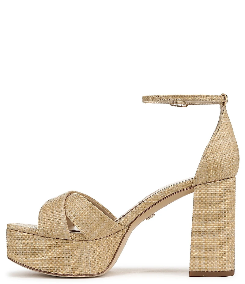 Sam Edelman Jullian Raffia Ankle Strap Platform Dress Sandals
