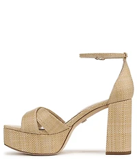 Sam Edelman Jullian Raffia Ankle Strap Platform Dress Sandals