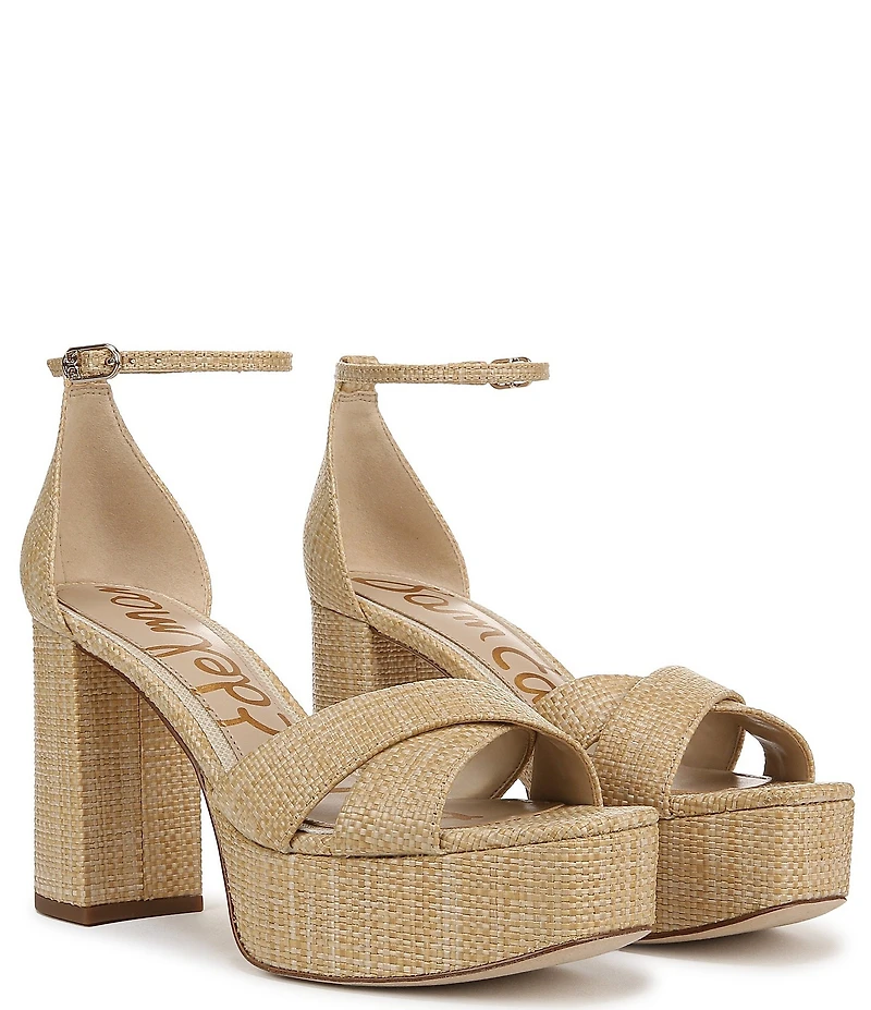Sam Edelman Jullian Raffia Ankle Strap Platform Dress Sandals