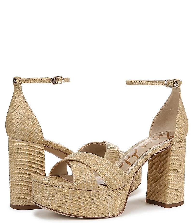 Sam Edelman Jullian Raffia Ankle Strap Platform Dress Sandals