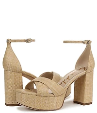 Sam Edelman Jullian Raffia Ankle Strap Platform Dress Sandals