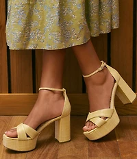 Sam Edelman Jullian Raffia Ankle Strap Platform Dress Sandals