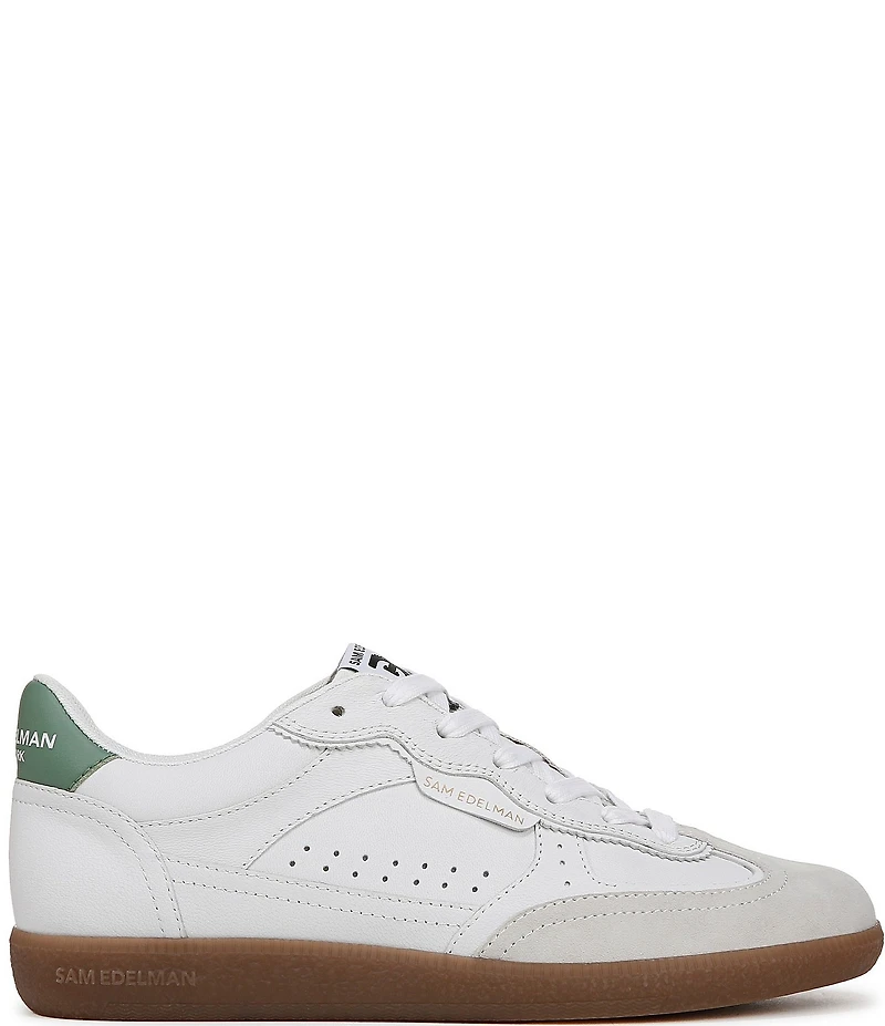 Sam Edelman Kallen Gum Sole Leather and Suede Perforated Detail Lace Up Sneakers