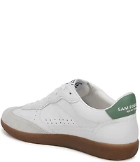 Sam Edelman Kallen Gum Sole Leather and Suede Perforated Detail Lace Up Sneakers