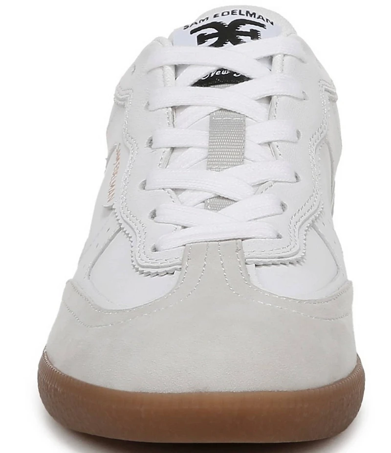 Sam Edelman Kallen Gum Sole Leather and Suede Perforated Detail Lace Up Sneakers