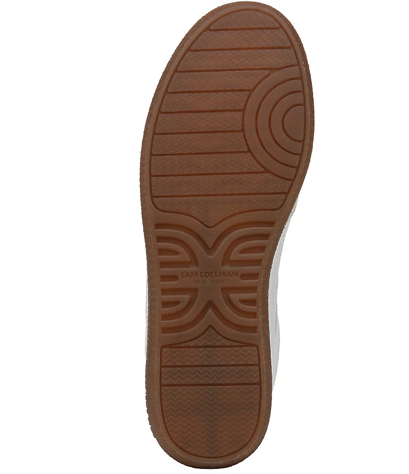 Sam Edelman Kallen Gum Sole Leather and Suede Perforated Detail Lace Up Sneakers