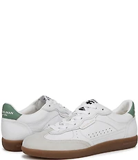 Sam Edelman Kallen Gum Sole Leather and Suede Perforated Detail Lace Up Sneakers