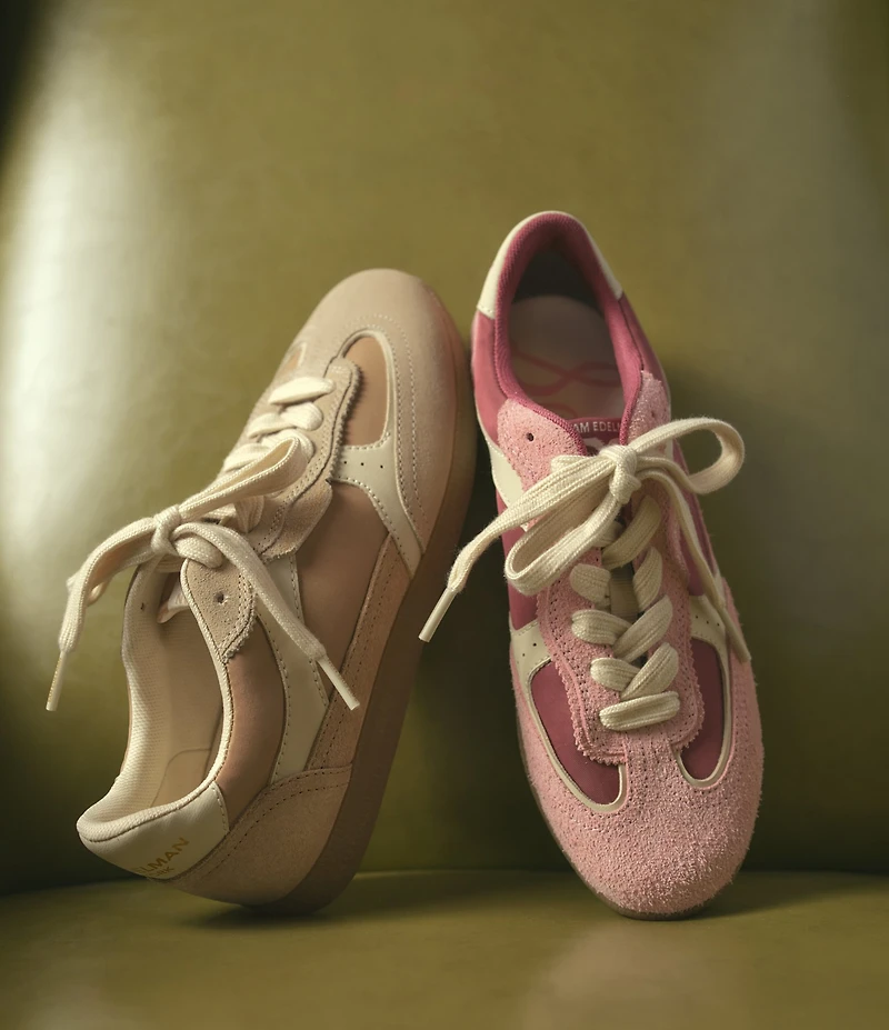 Sam Edelman Kallen Gum Sole Nylon and Suede Lace Up Sneakers