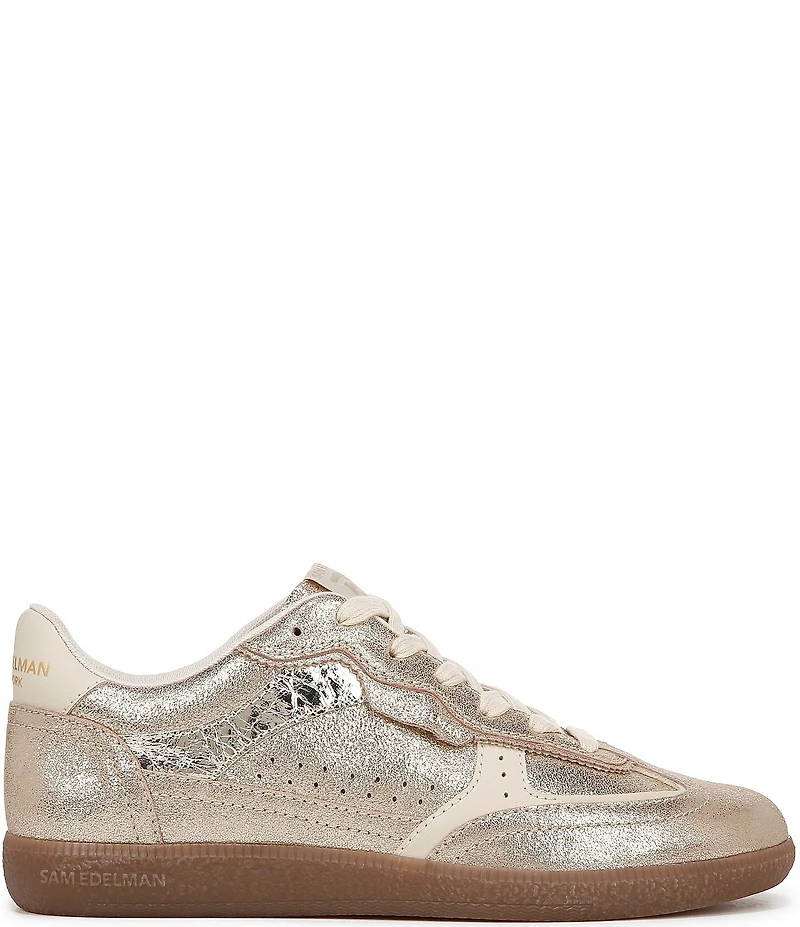 Sam Edelman Kallen Gum Sole Shimmer Suede Perforated Detail Lace Up Sneakers