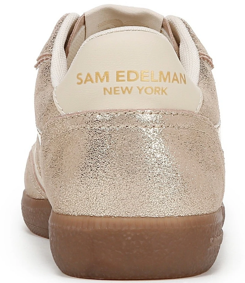 Sam Edelman Kallen Gum Sole Shimmer Suede Perforated Detail Lace Up Sneakers