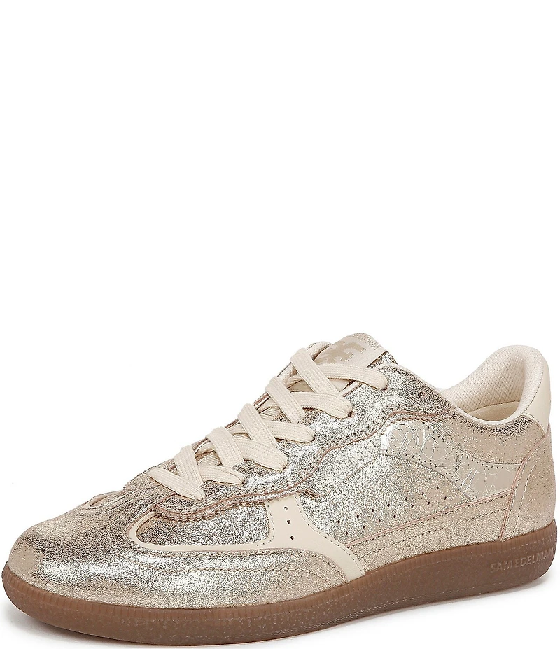 Sam Edelman Kallen Gum Sole Shimmer Suede Perforated Detail Lace Up Sneakers