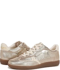 Sam Edelman Kallen Gum Sole Shimmer Suede Perforated Detail Lace Up Sneakers