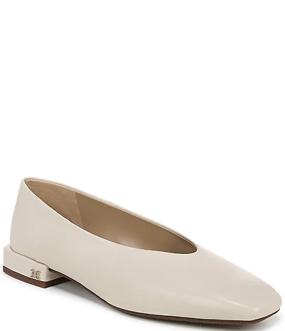 Sam Edelman Kasey High Vamp Leather Square Toe Ballet Flats