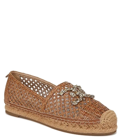 Sam Edelman Khiara Raffia Logo Ornament Espadrille Flat Loafers