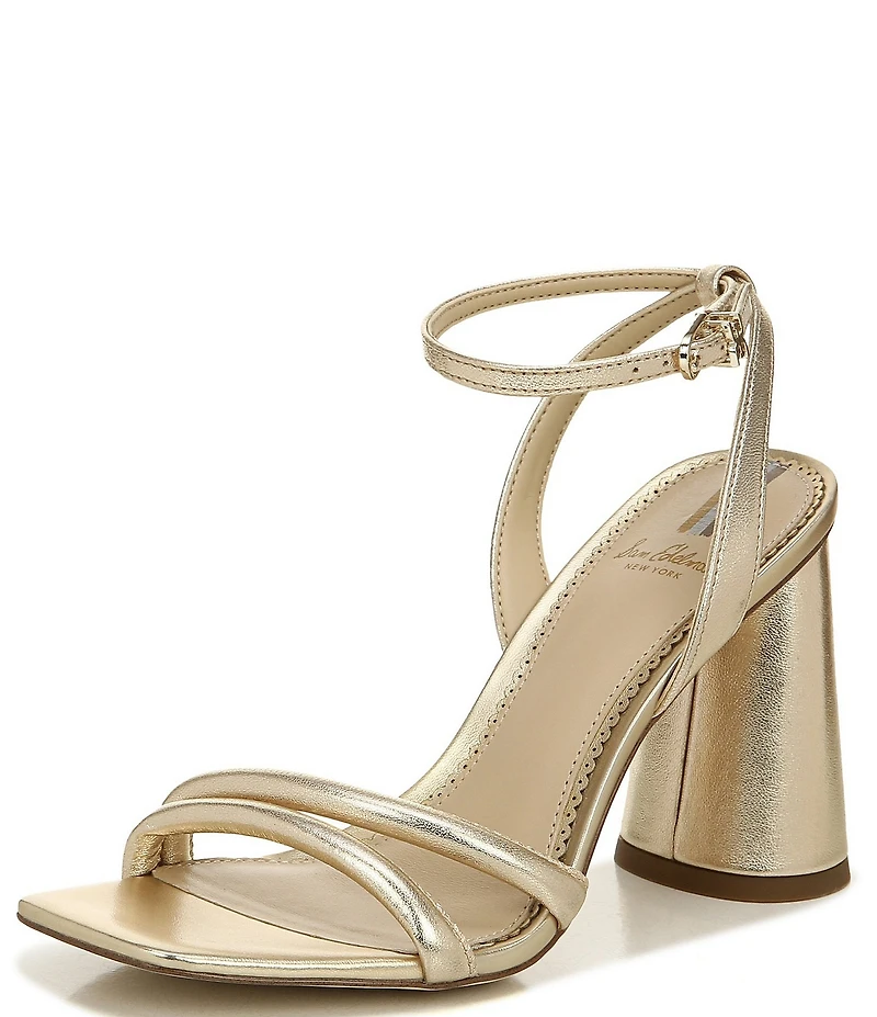 Sam Edelman Kia Leather Sculptural Heel Ankle Strap Sandals