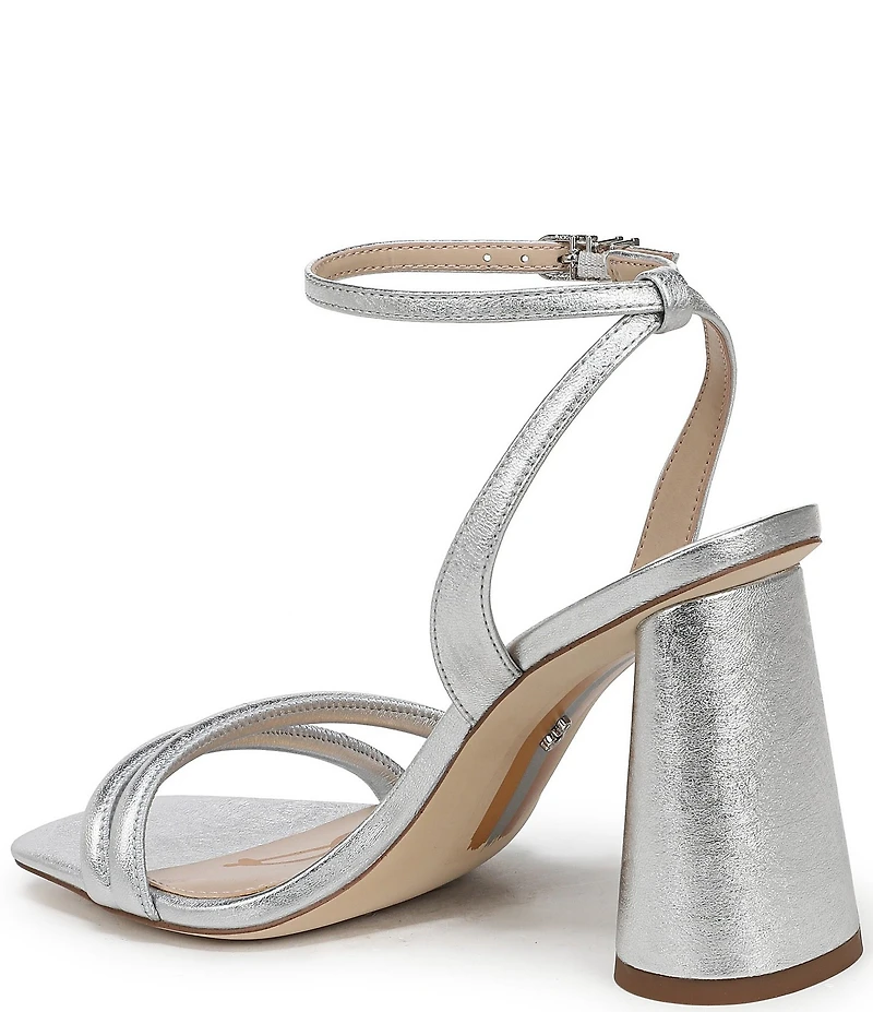 Sam Edelman Kia Leather Sculptural Heel Ankle Strap Sandals
