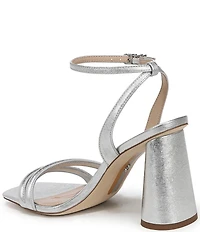 Sam Edelman Kia Leather Sculptural Heel Ankle Strap Sandals