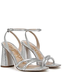 Sam Edelman Kia Leather Sculptural Heel Ankle Strap Sandals