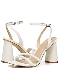 Sam Edelman Kia Leather Sculptural Heel Ankle Strap Sandals